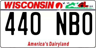 WI license plate 440NBO