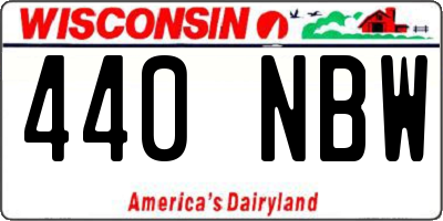 WI license plate 440NBW