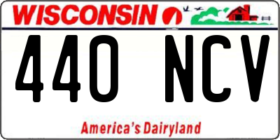 WI license plate 440NCV