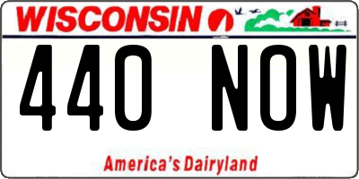 WI license plate 440NOW