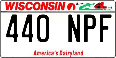 WI license plate 440NPF