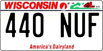 WI license plate 440NUF