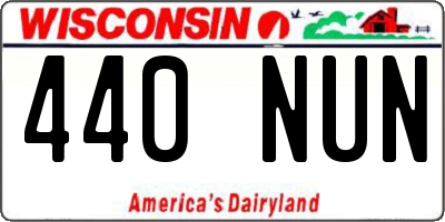 WI license plate 440NUN