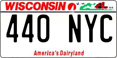 WI license plate 440NYC