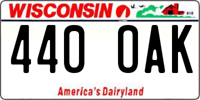 WI license plate 440OAK