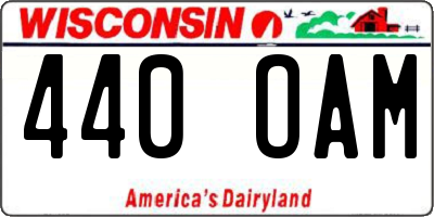 WI license plate 440OAM