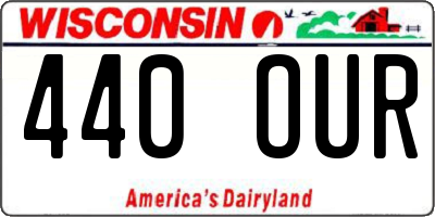 WI license plate 440OUR