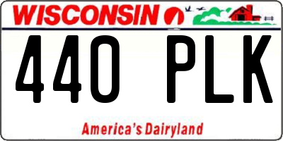 WI license plate 440PLK