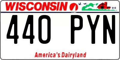 WI license plate 440PYN