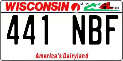 WI license plate 441NBF