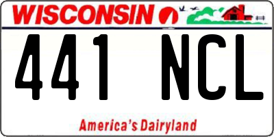WI license plate 441NCL