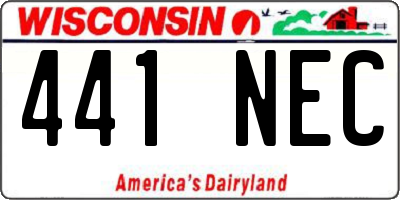 WI license plate 441NEC