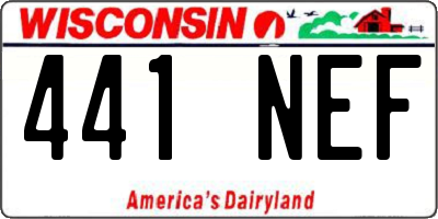 WI license plate 441NEF