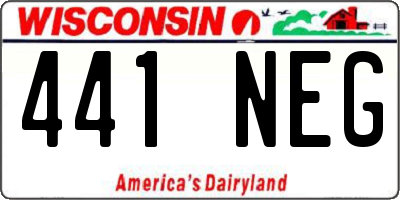 WI license plate 441NEG