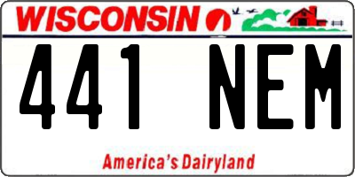 WI license plate 441NEM