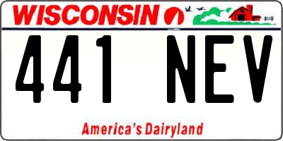 WI license plate 441NEV