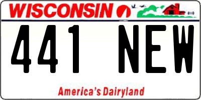 WI license plate 441NEW