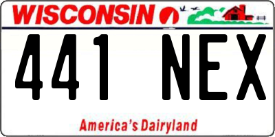 WI license plate 441NEX