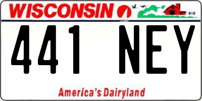 WI license plate 441NEY