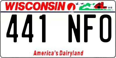 WI license plate 441NFO