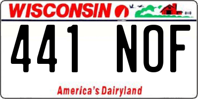 WI license plate 441NOF