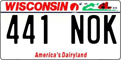 WI license plate 441NOK