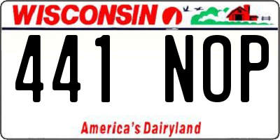 WI license plate 441NOP