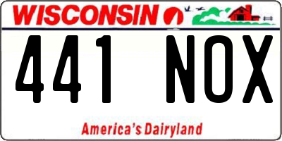 WI license plate 441NOX