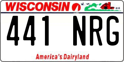 WI license plate 441NRG