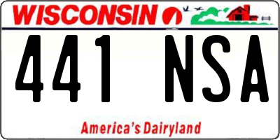WI license plate 441NSA