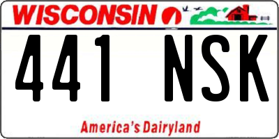 WI license plate 441NSK