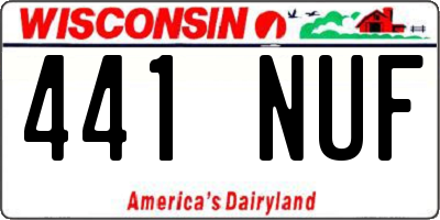 WI license plate 441NUF