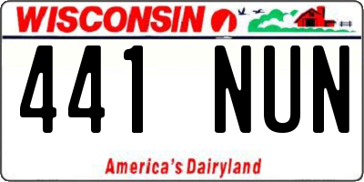 WI license plate 441NUN