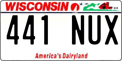 WI license plate 441NUX
