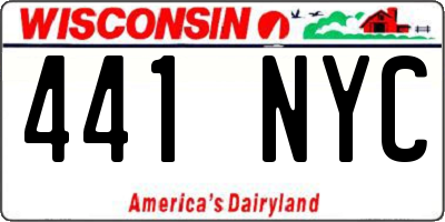 WI license plate 441NYC
