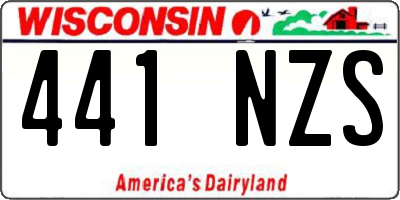WI license plate 441NZS