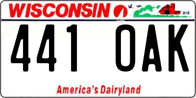 WI license plate 441OAK