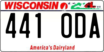 WI license plate 441ODA