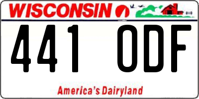 WI license plate 441ODF