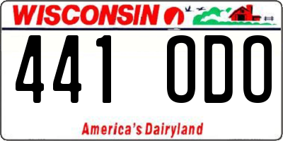 WI license plate 441ODO