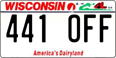 WI license plate 441OFF