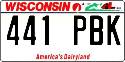 WI license plate 441PBK