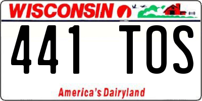 WI license plate 441TOS