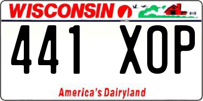 WI license plate 441XOP