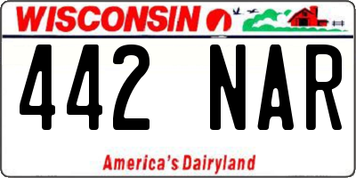 WI license plate 442NAR