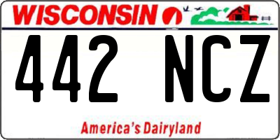 WI license plate 442NCZ