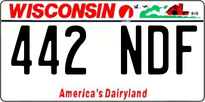 WI license plate 442NDF