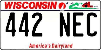 WI license plate 442NEC