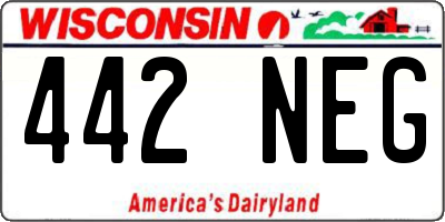 WI license plate 442NEG