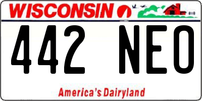 WI license plate 442NEO